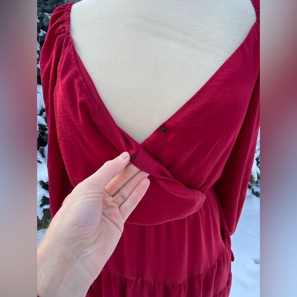 Burgundy long sleeve Vici dress size medium - Picture 6 of 8